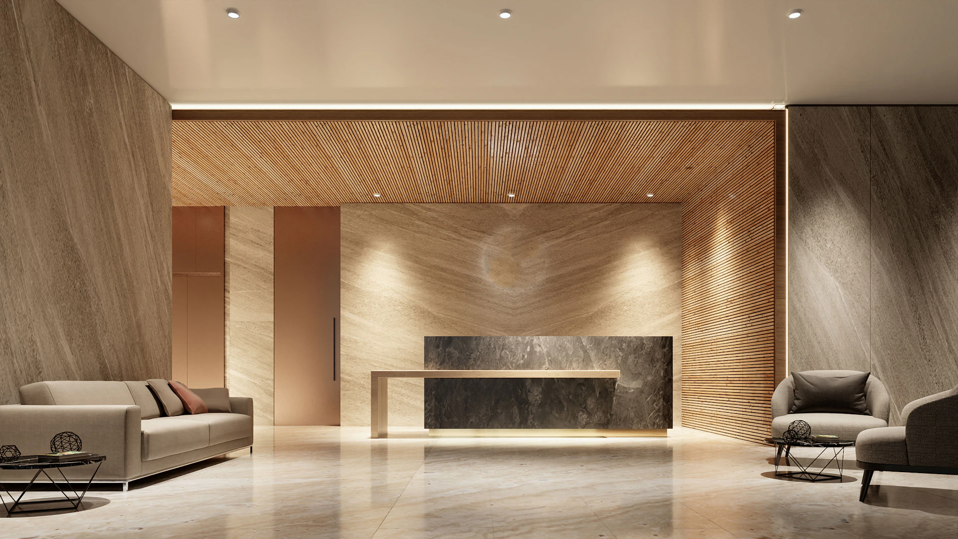Commercial reception area with custom seating furniture