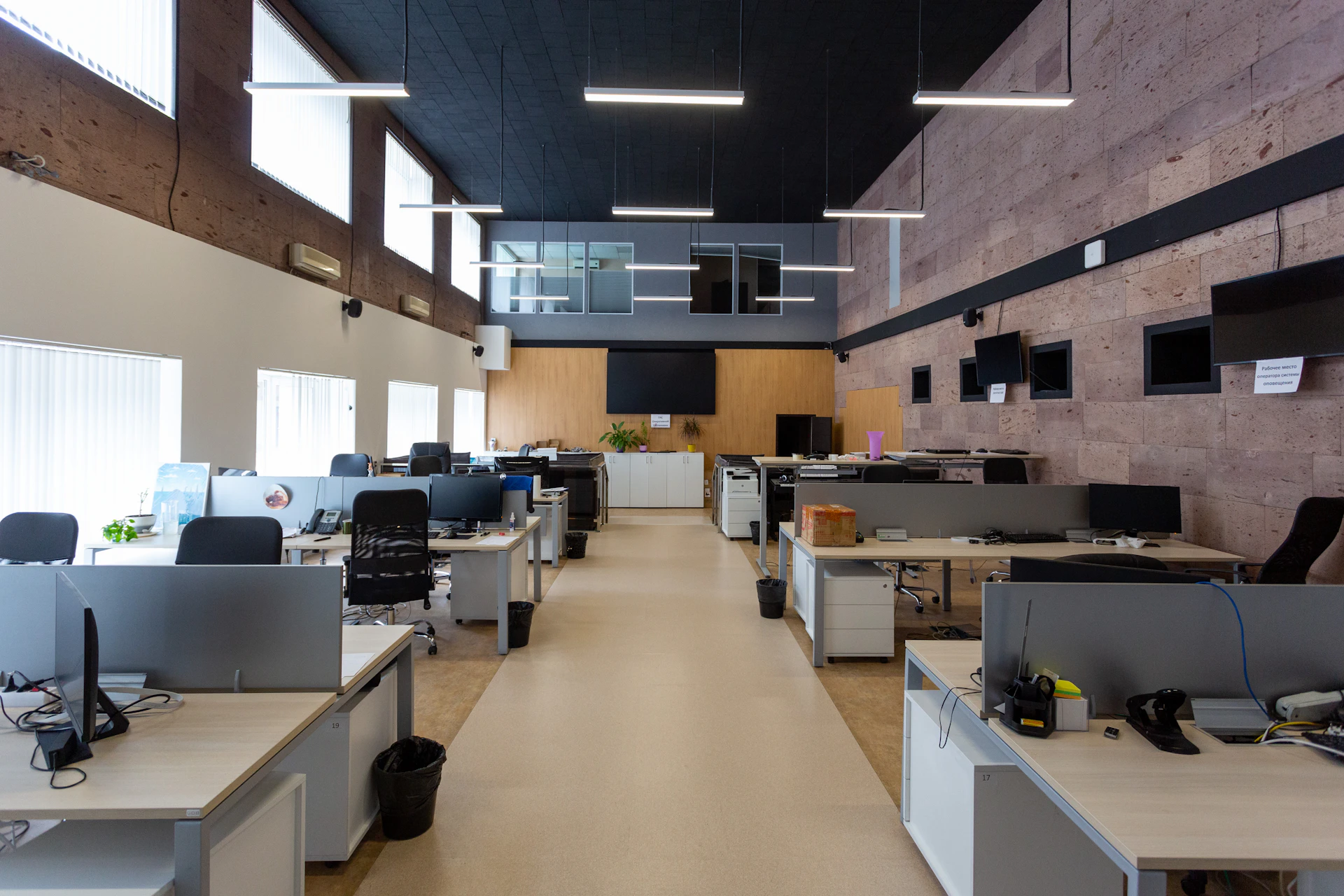 Open-plan office fitted with custom workstation furniture